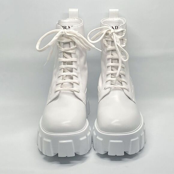 Prada Monolith Leather & Nylon Lug Sole Combat boots size 40 - Picture 2 of 13